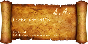 Licht Adrián névjegykártya